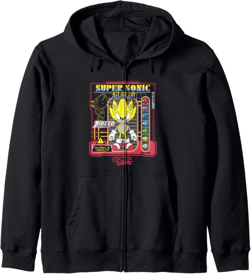 Discover Sonic The Hedgehog Super Sonic Vintage Kanji Poster Zip Hoodie