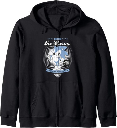 Discover Sonic The Hedgehog Sonic Ice Cream Best In Town Retro Ad Zip Hoodie