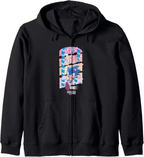 Sonic The Hedgehog Sonic Tails & Amy Waterfall Vintage Zip Hoodie