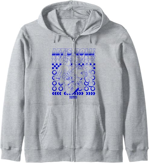 Sonic The Hedgehog Let's Roll! Sonic & Friends Outline Zip Hoodie