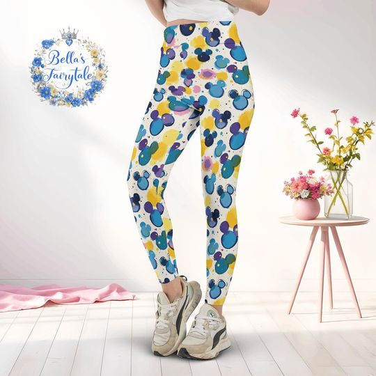 Discover Oil Painting Mickey Heads, Disney Women Legging, Active Wear Yoga Pants, Disney Gift, Cruise Outfit, Disney Outfit
