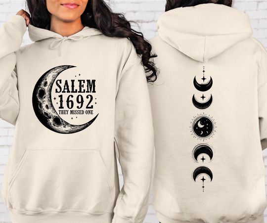 Salem 1692 Witchcraft Hoodie, Double Sided Halloween Design