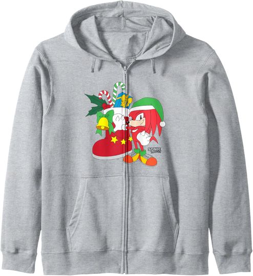 Discover Sonic The Hedgehog Christmas Knuckles The Echidna Presents Zip Hoodie