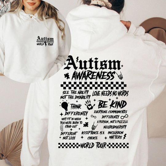 Discover Autism Awareness Hoodie with Neurodiversity and Special Ed Print