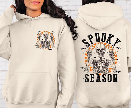 Discover Spooky Season Skeleton Hoodie – Halloween Fall Pullover