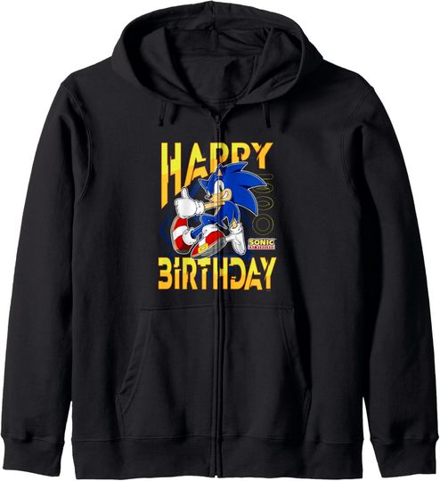 Discover Sonic The Hedgehog Birthday Happy Birthday Thumbs Up Logo Zip Hoodie