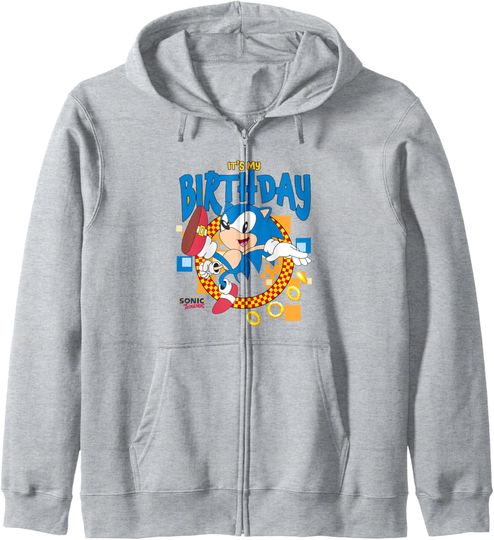 Discover Sonic The Hedgehog Birthday It's My Birthday Cheering Sonic Zip Hoodie