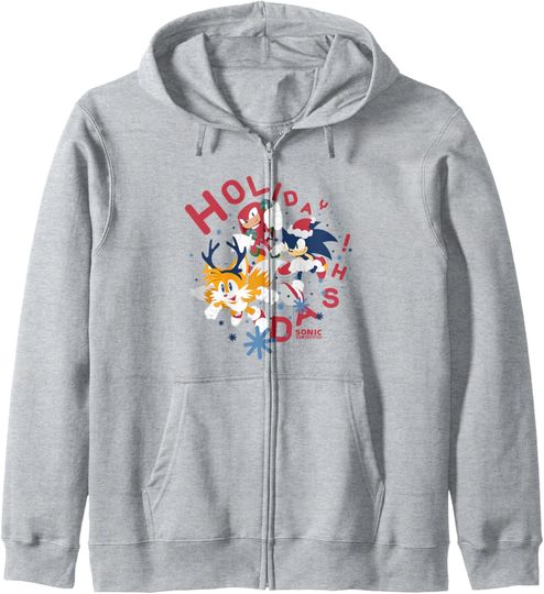 Discover Sonic The Hedgehog Christmas Holiday Dash Vintage Shot Zip Hoodie