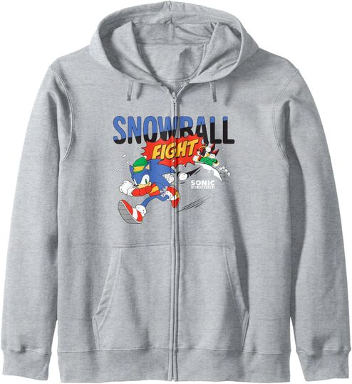 Discover Sonic The Hedgehog Snowball Fight Sonic VS Shadow Zip Hoodie