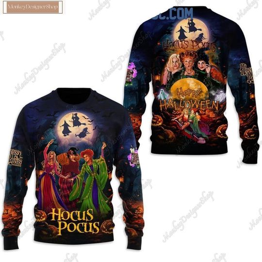 Discover Halloween Hocus Pocus Sanderson Sisters Sweatshirt, Disney Horror Movie Ugly Sweater