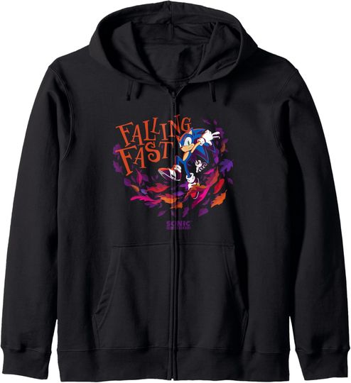 Discover Sonic The Hedgehog Falling Fast Leaves In Autumn Logo Zip Hoodie