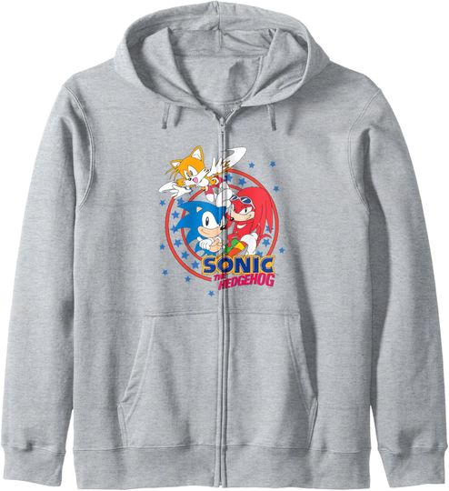 Discover Sonic The Hedgehog Americana Team Sonic Star Spangled Logo Zip Hoodie