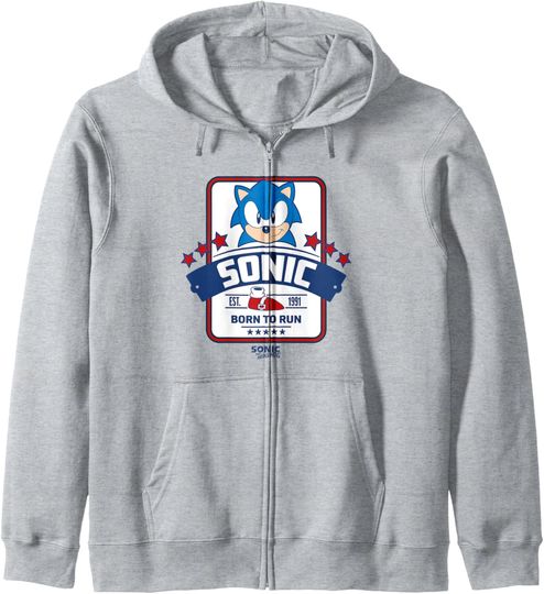 Sonic The Hedgehog Americana Born To Run Est. 1991 Retro Zip Hoodie