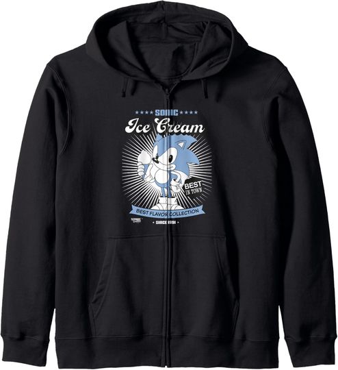 Discover Sonic The Hedgehog Sonic Ice Cream Best In Town Vintage Zip Hoodie