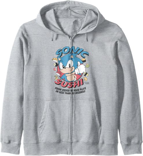 Discover Sonic The Hedgehog Sonic Sushi Less Than 30 Seconds Vintage Zip Hoodie