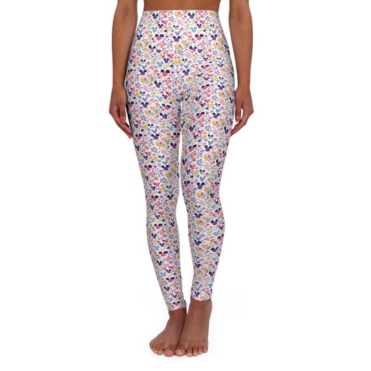 Rainbow Floral Mickey Heads, Disney Women Legging, Active Wear Yoga Pants, Disney Gift, Cruise Outfit, Disney Outfit