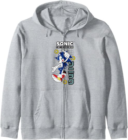 Discover Sonic The Hedgehog Vintage Kanji Action Poster Zip Hoodie