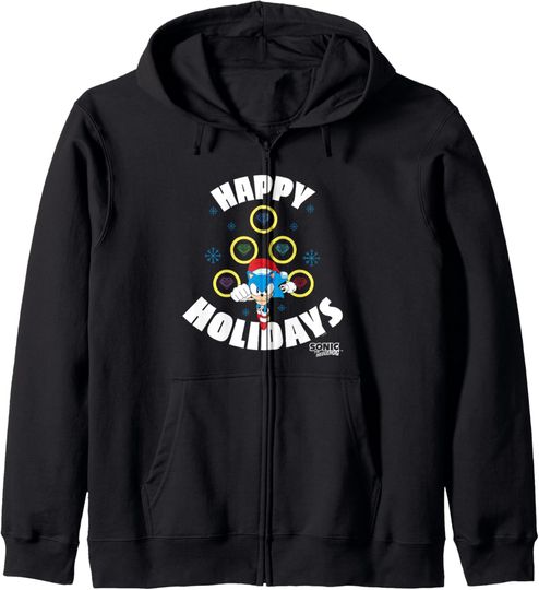 Sonic The Hedgehog Christmas Happy Holidays Chaos Tree Zip Hoodie