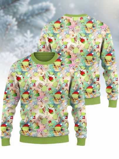 Discover Grogu Ugly Christmas Sweater, The Mandalorian Baby Yoda Santa Hat Sweater, Star Wars Xmas Gifts for Fans, Christmas Gift For Kids