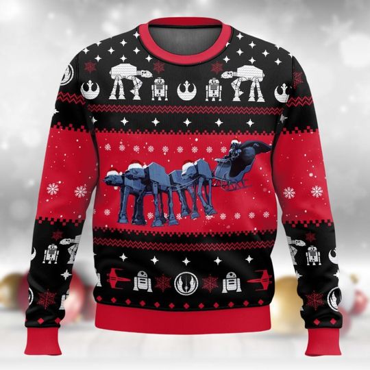 Discover AT-AT Walker Christmas Sweater, Disney Star Wars Xmas T-Shirt, Galaxy's Edge Sweatshirt, Disneyland Vacation Party 2024 Gift