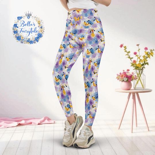 Discover Playful Pluto, Disney Women Legging, Active Wear Yoga Pants, Disney Gift, Cruise Outfit, Disney Outfit