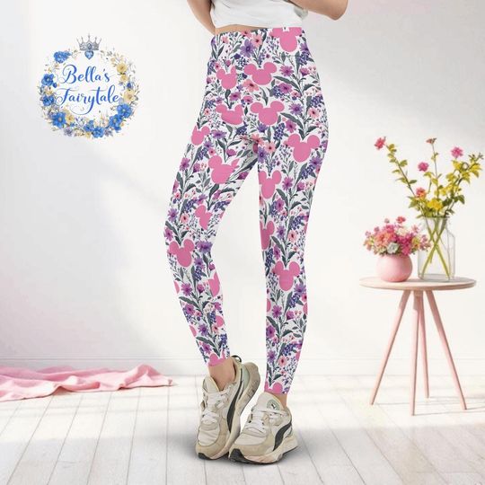 Discover Mickey and Lavender, Disney Women Legging, Active Wear Yoga Pants, Disney Gift, Cruise Outfit, Disney Outfit