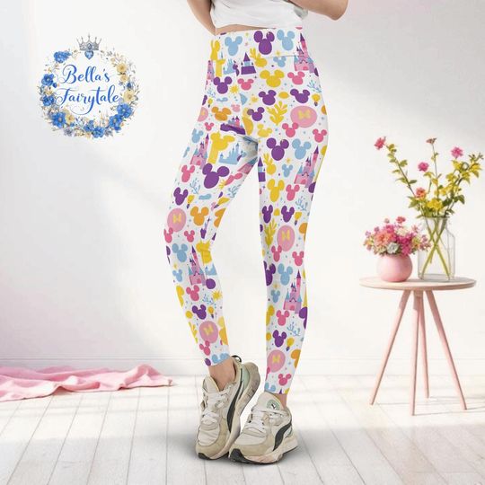 Discover Rainbow Mickey Heads, Disney Women Legging, Active Wear Yoga Pants, Disney Gift, Cruise Outfit, Disney Outfit