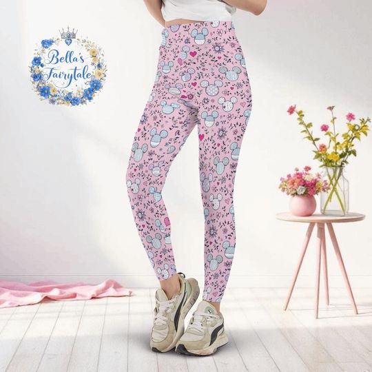 Pinky Mickey Balloons, Disney Women Legging, Active Wear Yoga Pants, Disney Gift, Cruise Outfit, Disney Outfit