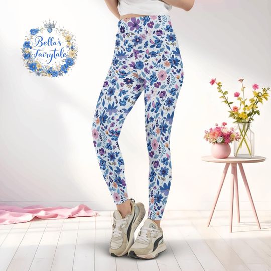 Discover Vibrant Floral Stitch, Disney Women Legging, Active Wear Yoga Pants, Disney Gift, Cruise Outfit, Disney Outfit