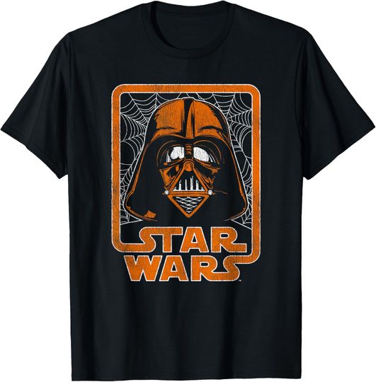 Star Wars Halloween Darth Vader Spiderweb Orange T-Shirt