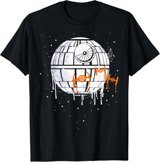 Discover Star Wars Death Star Orange Ship Drip Halloween T-Shirt