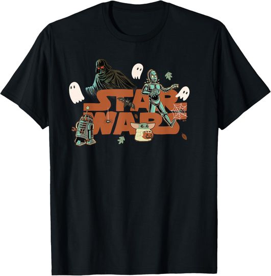 Star Wars Logo Grogu Darth Vader R2-D2 C-3PO Fall Halloween T-Shirt
