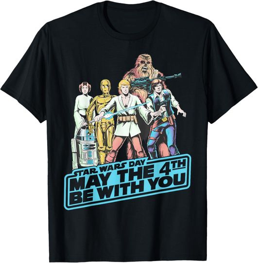 Discover Star Wars May The Fourth Group Shot Retro Poster T-Shirt