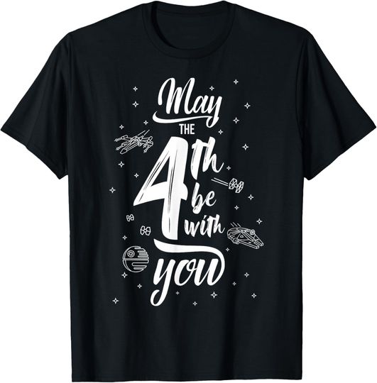 Star Wars May The 4th Be With You Space Text T-Shirt