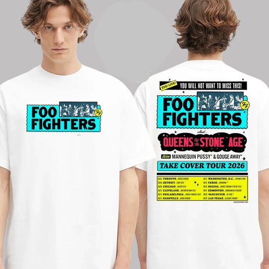 Discover FF Band Fighters Event Poster Take Civer Tour 2026 Dates List Two Sided Unisex T-Shirt