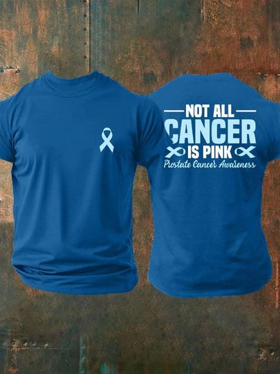 Discover Prostate Cancer Awareness Double-Sided T-Shirt, Blue Ribbon Tee, Not All Cancer Is Pink, Double-Sided Print Shirt