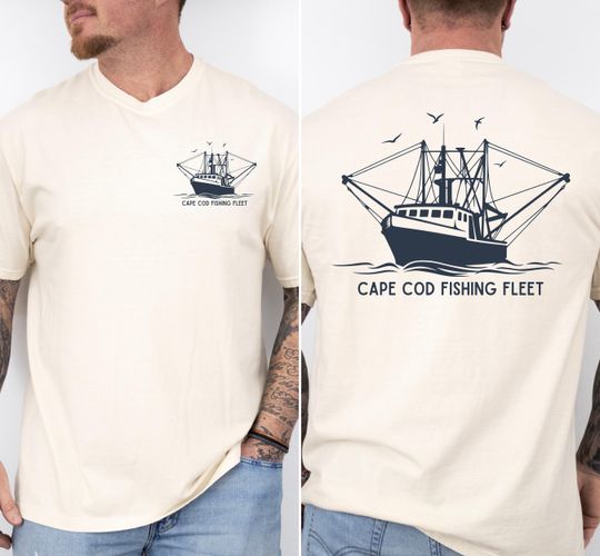 Discover Comfort Colors Cape Cod Fishing Fleet Shirt, Double-Sided Coastal Tee, Vintage Nautical T-Shirt, New England Gift, Seaside Heritage