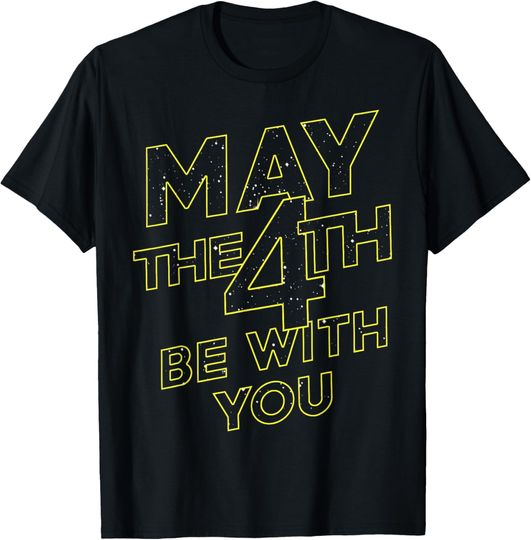 Discover Star Wars May The 4th Be With You Galaxy Fill Text T-Shirt