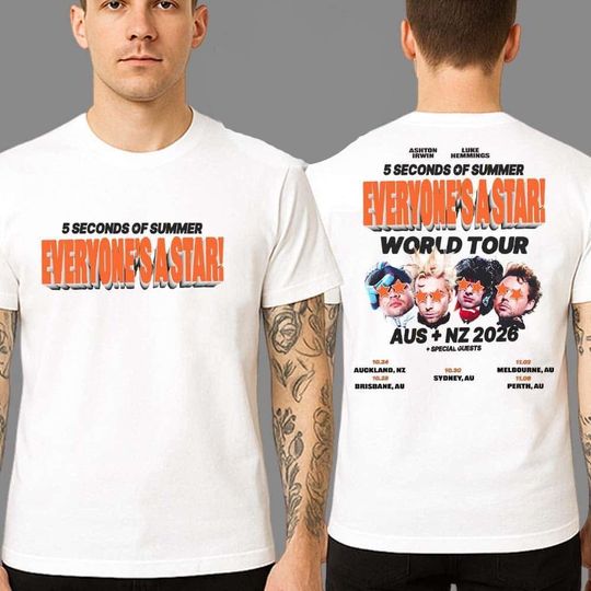 Discover 5 Seconds of Summer Australia And New Zealand Tour 2026 Two Sided Print T-Shirt