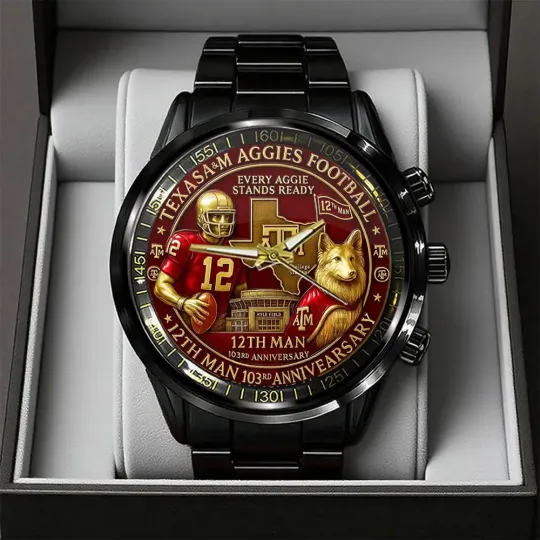 Discover A&M Aggies Football Black Stainless Steel Watch