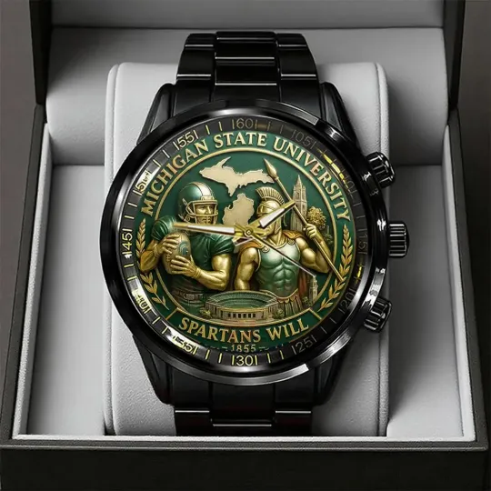 Discover Michigan State Spartans Football Black Stainless Steel Watch