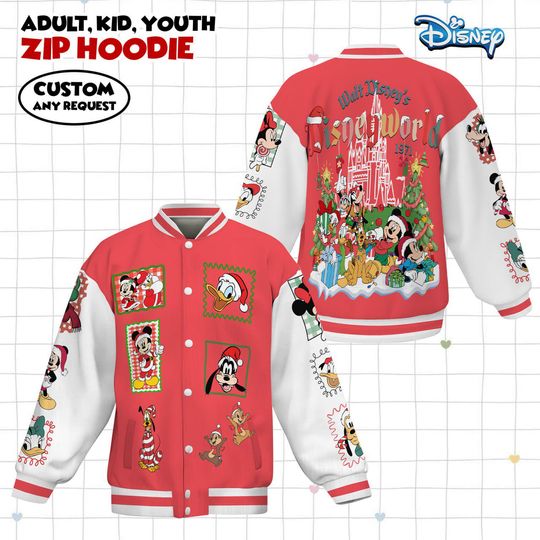 Discover Personalized Disneyland Mickey And Friends Christmas Kids Youth Adult Baseball Varsity Jacket