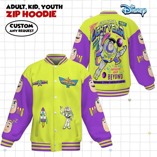 Discover Personalized Disney Buzz Lightyear Kids Youth Adult Baseball Varsity Jacket