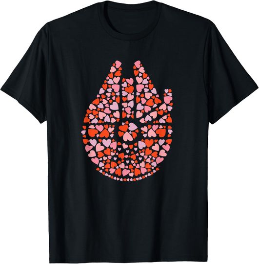 Star Wars Valentine's Day Millennium Falcon Love Hearts T-Shirt