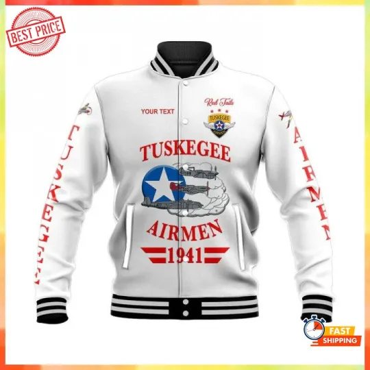 Custom Personalised Tuskegee Airmen Baseball Jacket The White Tails White Jacket