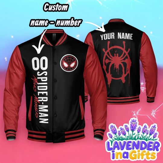 Discover Custom Spider-Man Baseball Jacket, Personalized Name & Number Marvel Varsity Jacket