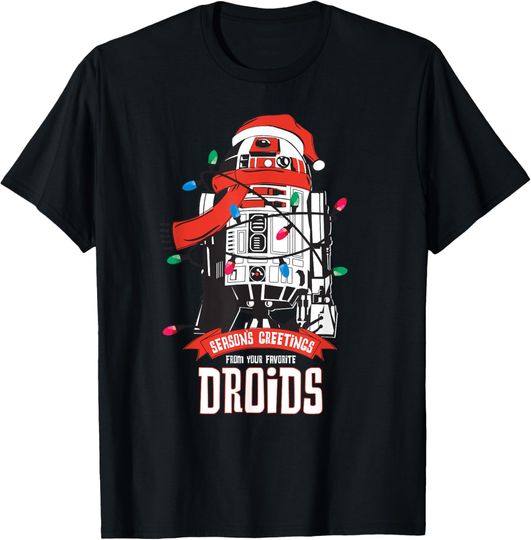 Discover Star Wars R2-D2 Season's Greetings Droids Holiday T-Shirt