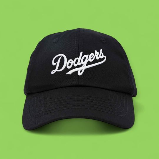Black LA Los Angeles Dodgers Baseball Cap Dad Hat w/ 3D Puff Embroidery