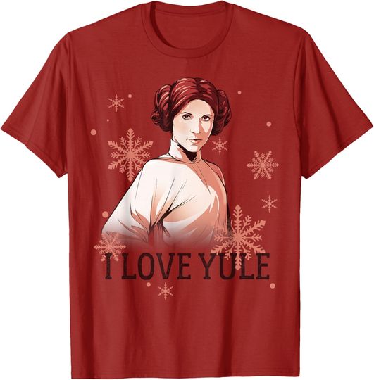 Discover Star Wars Leia I Love Yule Christmas Snowflake T-Shirt T-Shirt