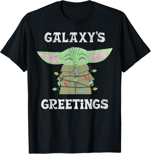 Discover Star Wars The Mandalorian Christmas Child Galaxy's Greetings T-Shirt